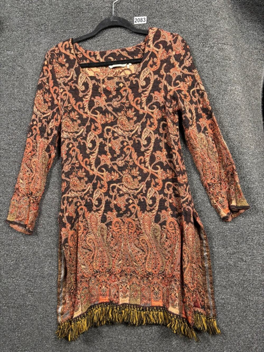 Soft Surroundings Wool Autumn Paisley Tunic Dress Size S Multi Woven Jacquard